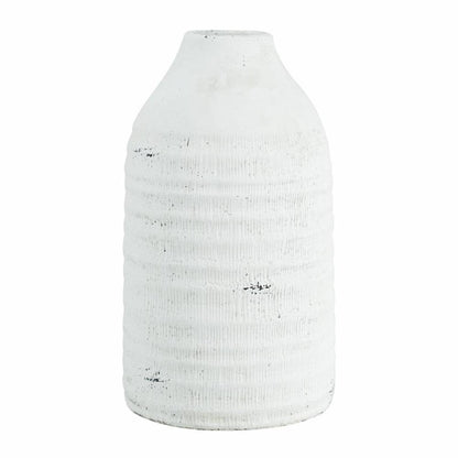 12" White Stoneware Round Jug Vase HomeRoots