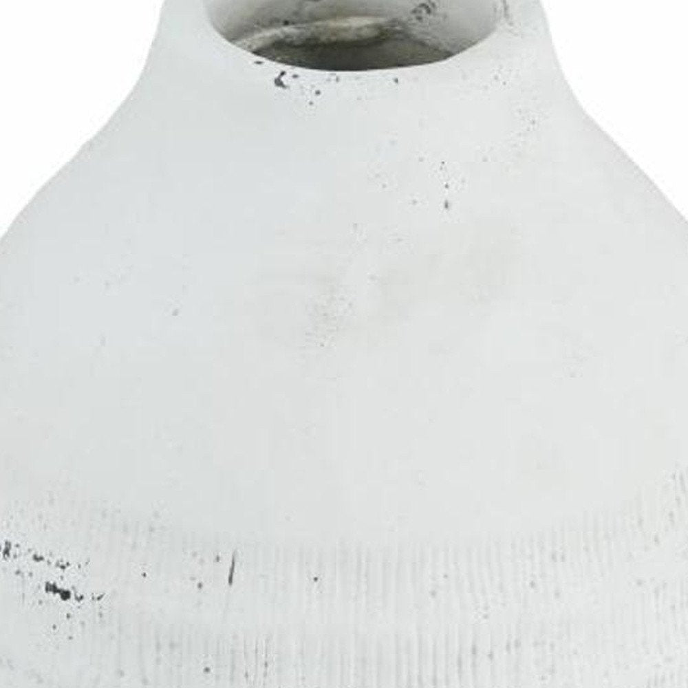 12" White Stoneware Round Jug Vase HomeRoots