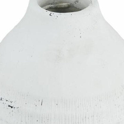 12" White Stoneware Round Jug Vase HomeRoots