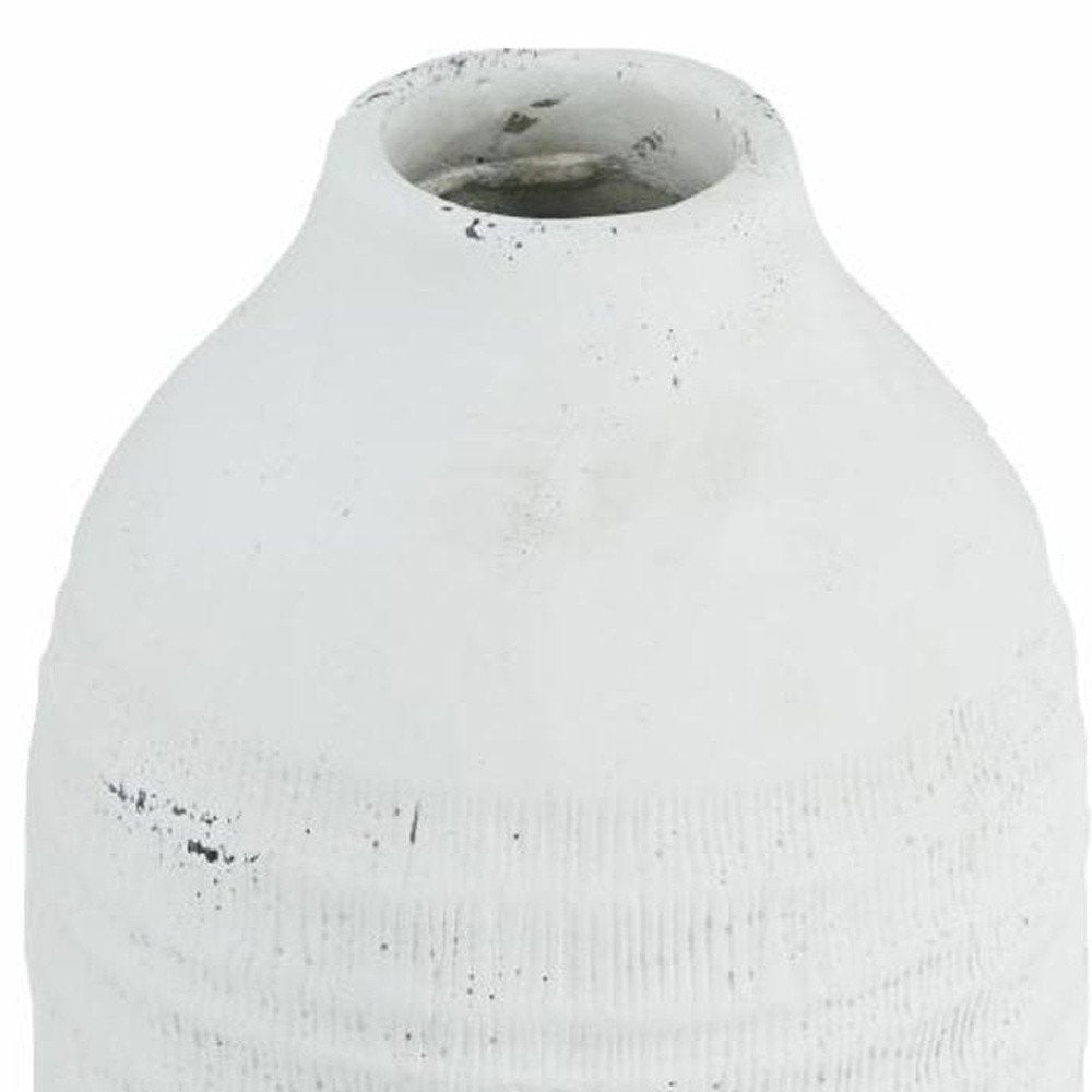 12" White Stoneware Round Jug Vase HomeRoots