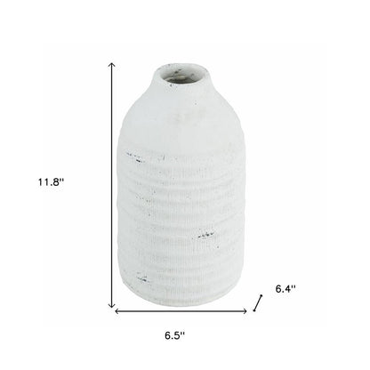 12" White Stoneware Round Jug Vase HomeRoots