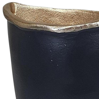 8" Black And Gold Cast Aluminum Oval Table Vase HomeRoots