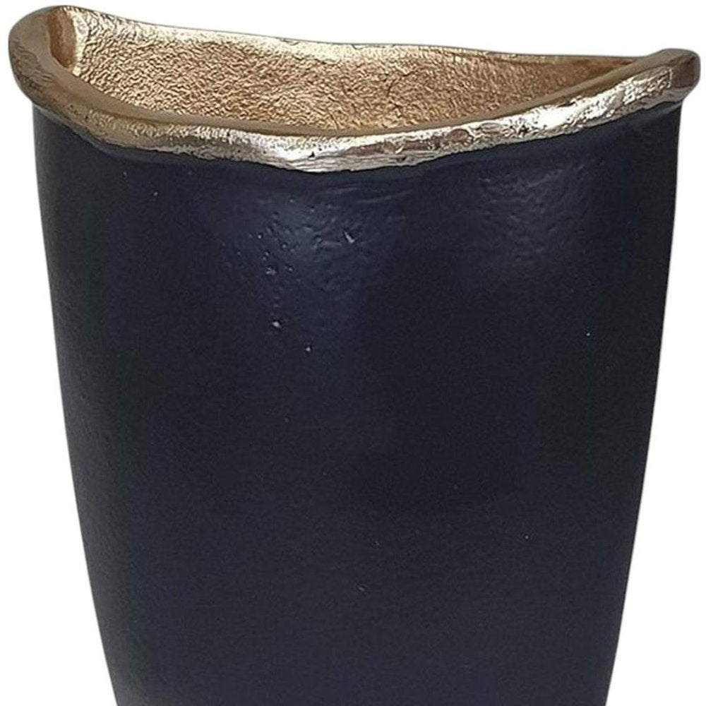 8" Black And Gold Cast Aluminum Oval Table Vase HomeRoots