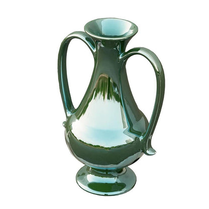12" Green Ceramic Amphora Table Vase HomeRoots