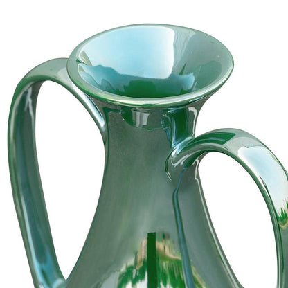 12" Green Ceramic Amphora Table Vase HomeRoots
