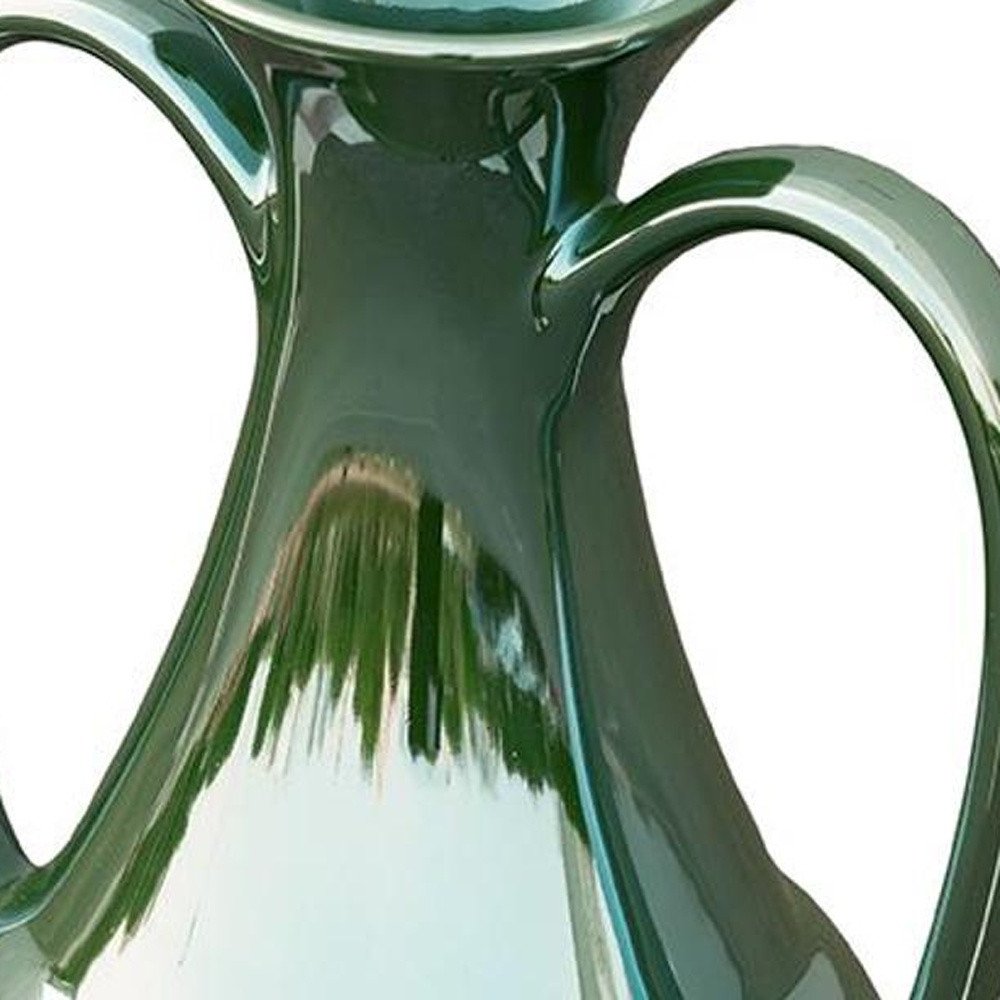 12" Green Ceramic Amphora Table Vase HomeRoots