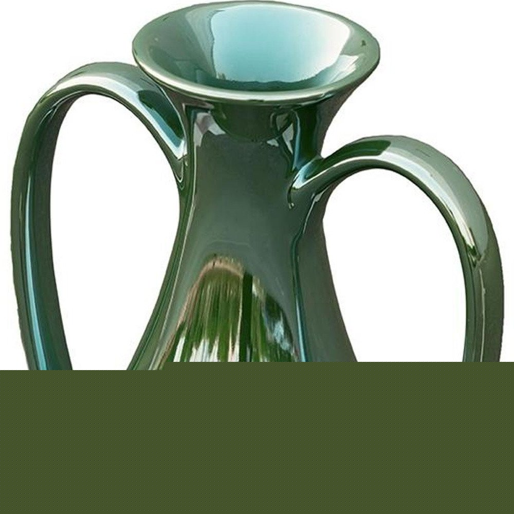 12" Green Ceramic Amphora Table Vase