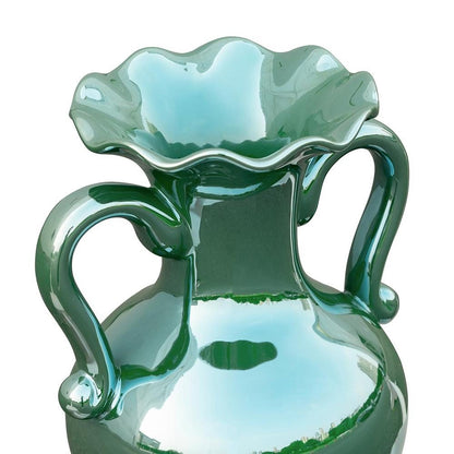 9" Hunter Green Amphora Ceramic Table Vase HomeRoots