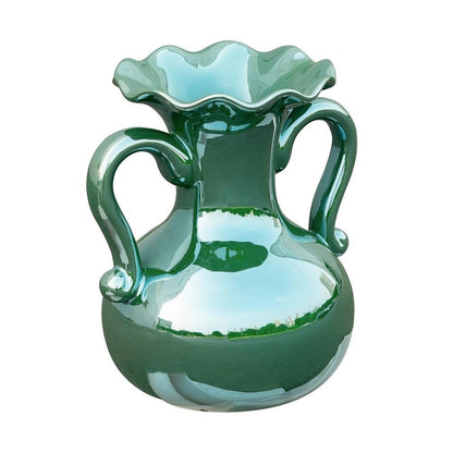 9" Hunter Green Amphora Ceramic Table Vase HomeRoots
