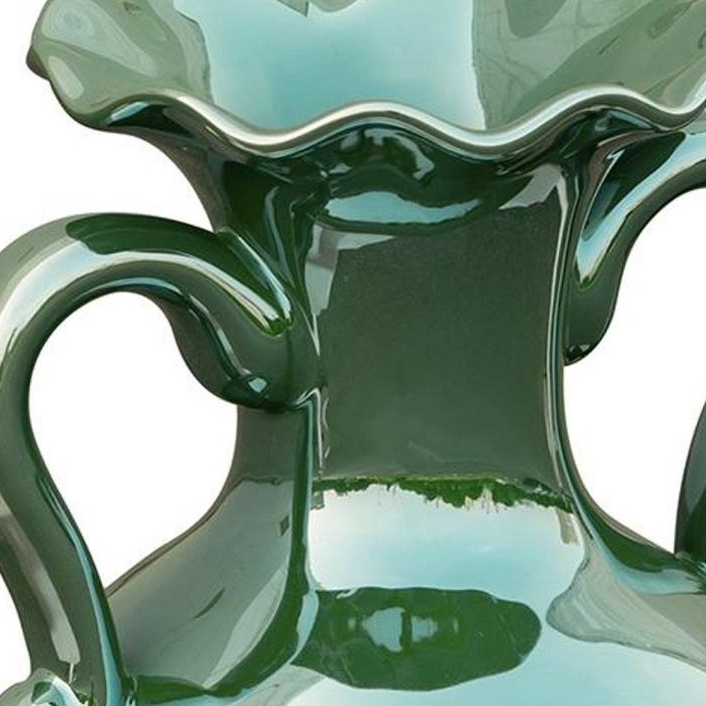 9" Hunter Green Amphora Ceramic Table Vase HomeRoots