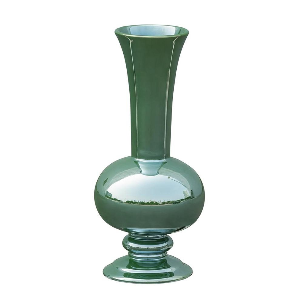 14" Hunter Green Round Ceramic Table Vase HomeRoots