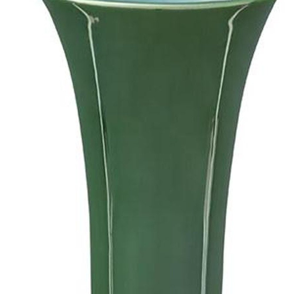 14" Hunter Green Round Ceramic Table Vase HomeRoots