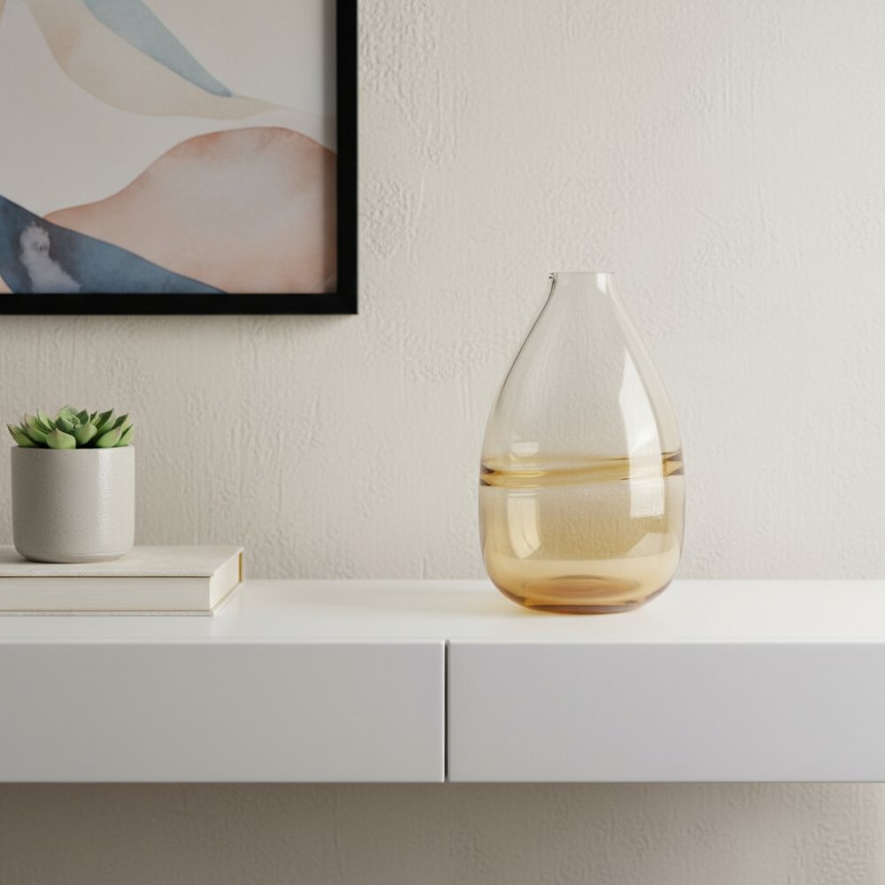 11" Clear And Amber Ombre Glass Round Table Vase HomeRoots