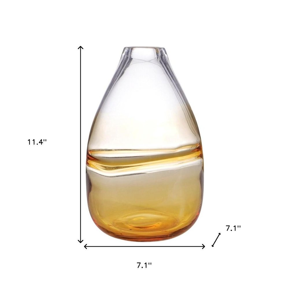 11" Clear And Amber Ombre Glass Round Table Vase HomeRoots