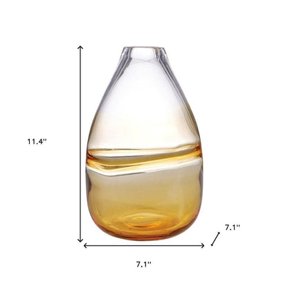 11" Clear And Amber Ombre Glass Round Table Vase HomeRoots
