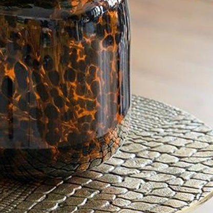 8" Amber And Black Animal Print Glass Round Table Vase HomeRoots