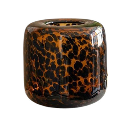 8" Amber And Black Animal Print Glass Round Table Vase HomeRoots