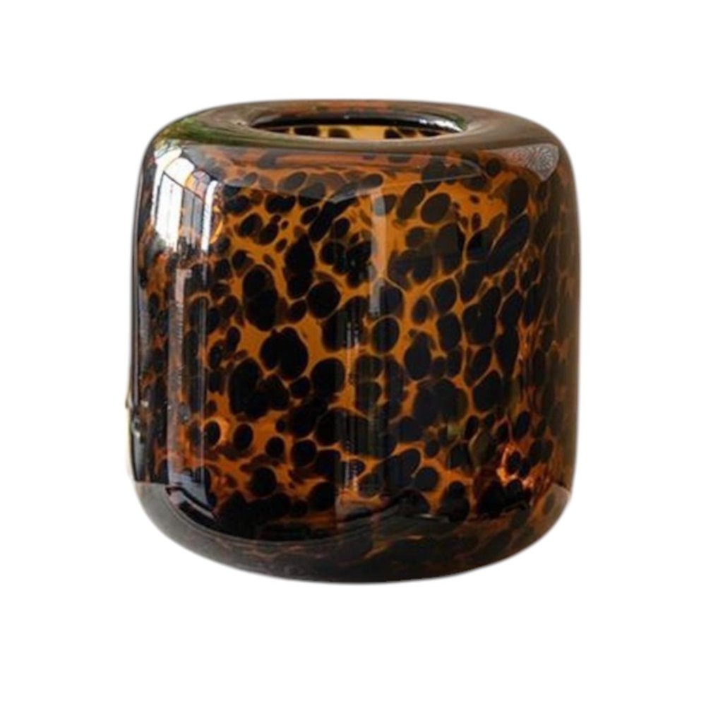 8" Amber And Black Animal Print Glass Round Table Vase HomeRoots
