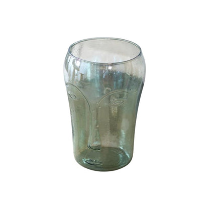 Set of Two Light Green Glass Modern Abstract Faces Table Vases HomeRoots
