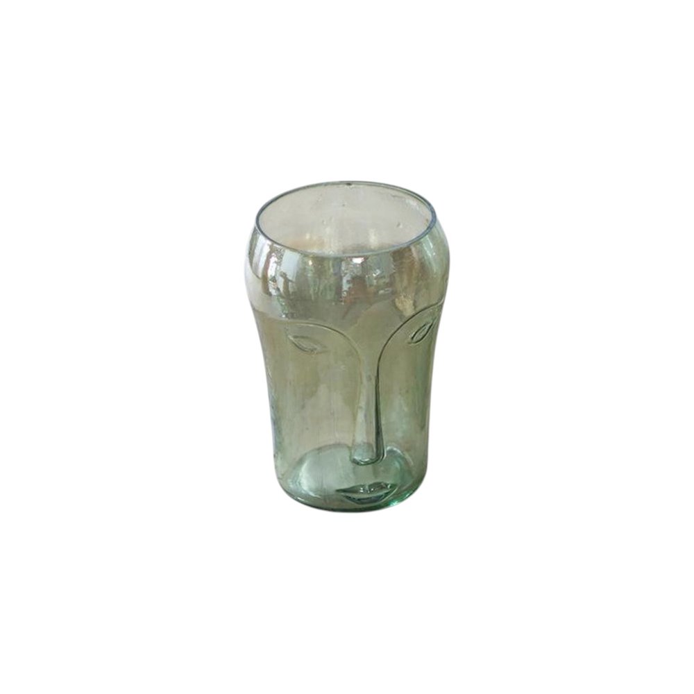 Set of Two Light Green Glass Modern Abstract Faces Table Vases HomeRoots