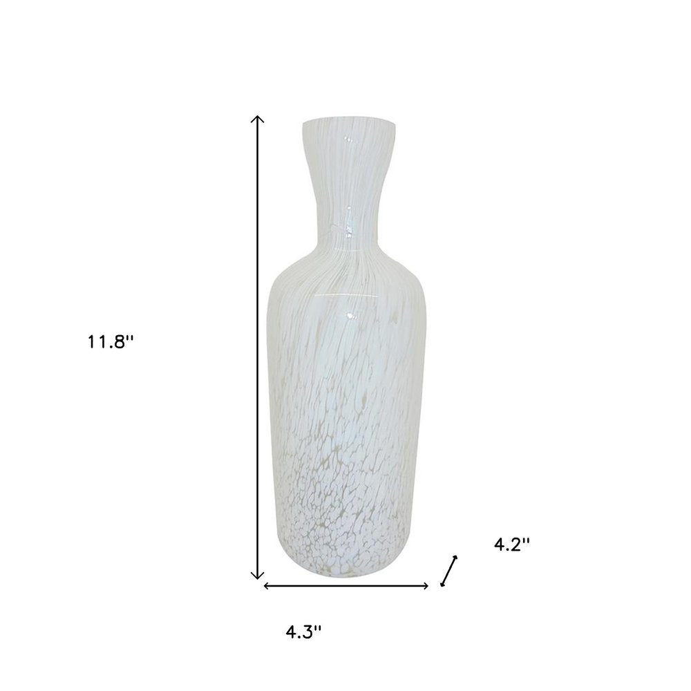 12" Opal Swirl Art Glass Cylinder Table Vase HomeRoots