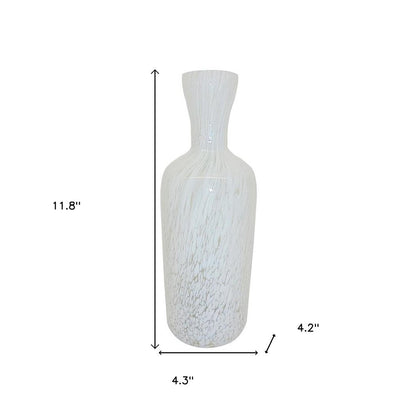 12" Opal Swirl Art Glass Cylinder Table Vase HomeRoots