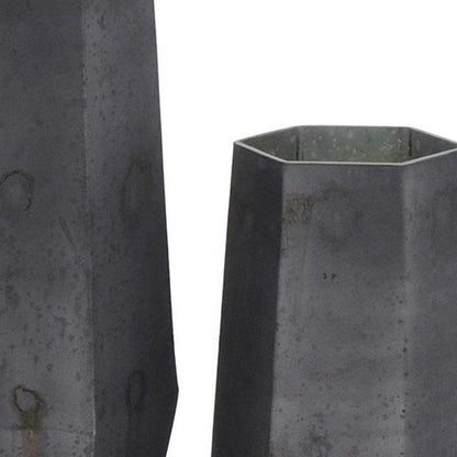 Set of Two Black Hexagonal Glass Table Vases HomeRoots