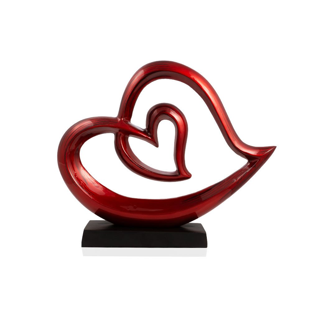 12" Red and Black Aluminum Tabletop Sculpture HomeRoots