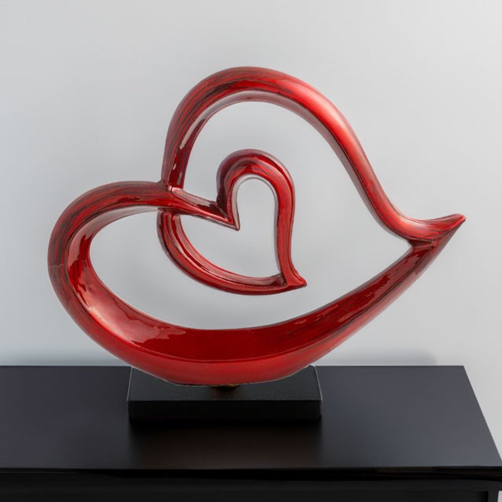 12" Red and Black Aluminum Tabletop Sculpture HomeRoots