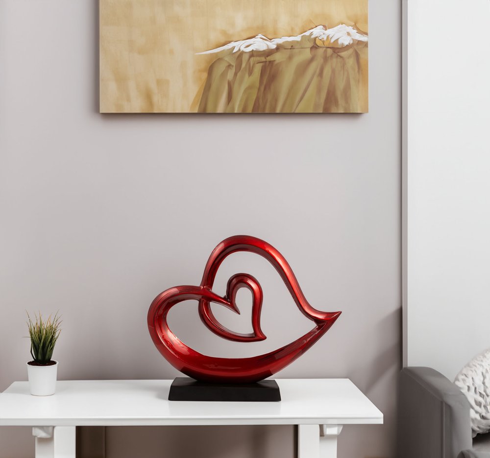 12" Red and Black Aluminum Tabletop Sculpture HomeRoots