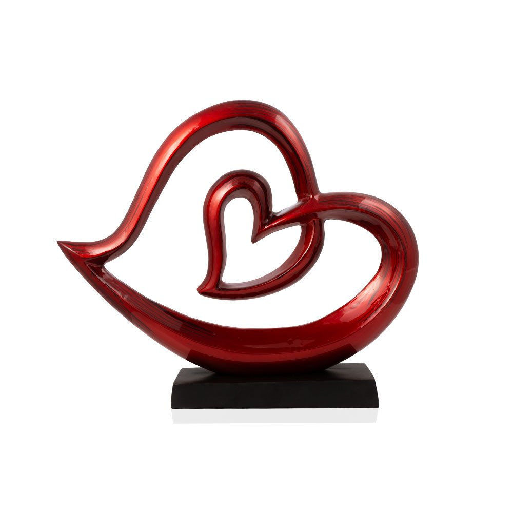12" Red and Black Aluminum Tabletop Sculpture HomeRoots