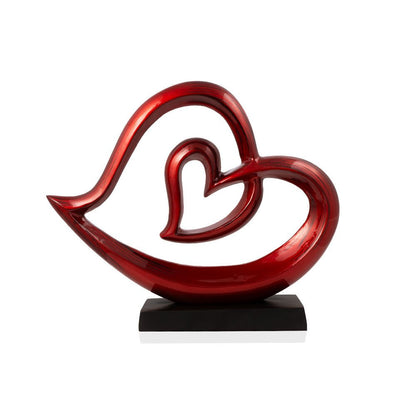 12" Red and Black Aluminum Tabletop Sculpture HomeRoots