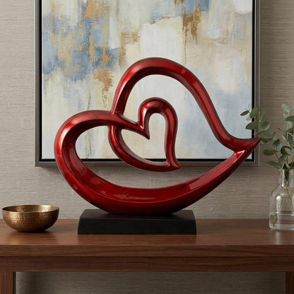 12" Red and Black Aluminum Tabletop Sculpture HomeRoots