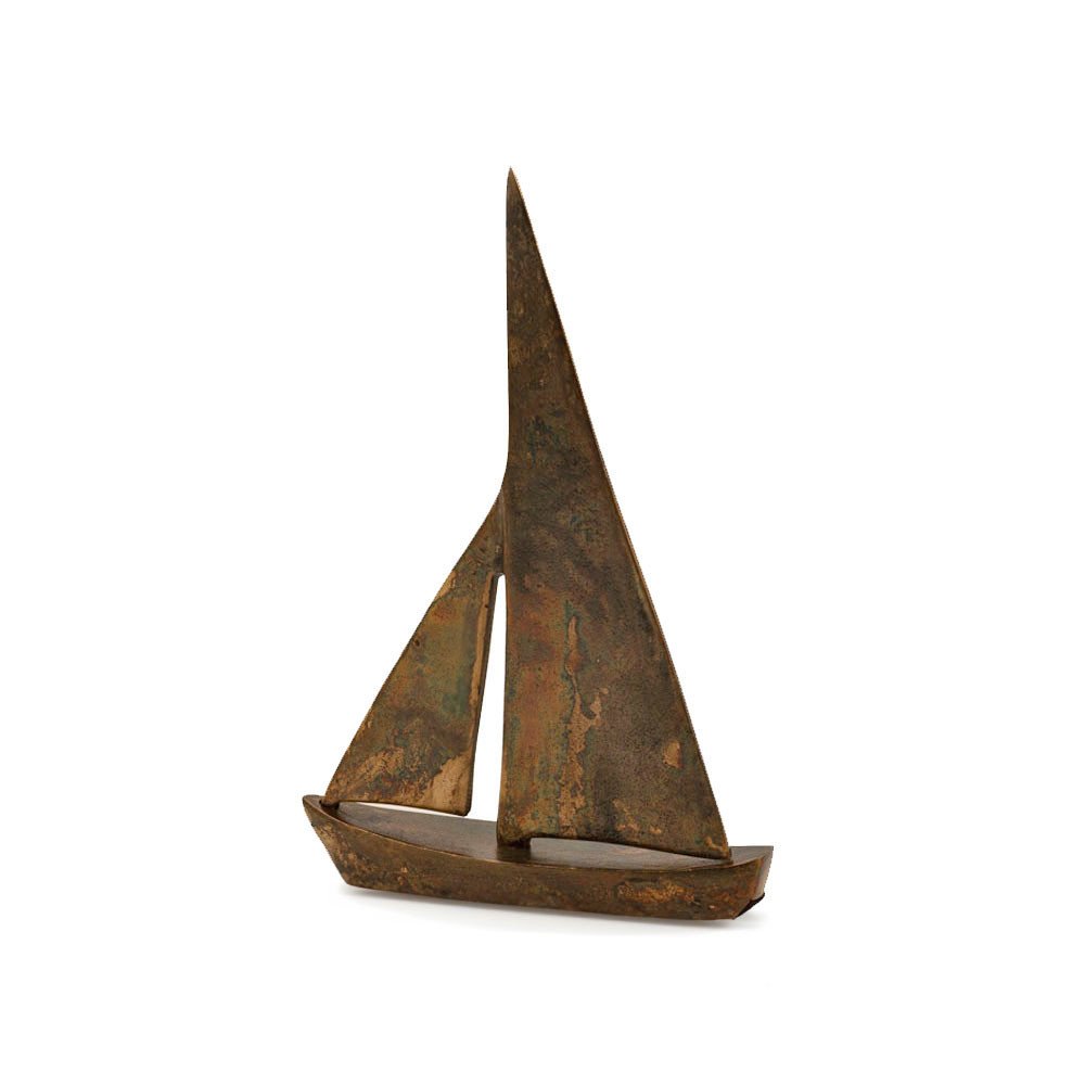 12" Rust Aluminum Decorative Sailboat Tabletop Sculpture HomeRoots