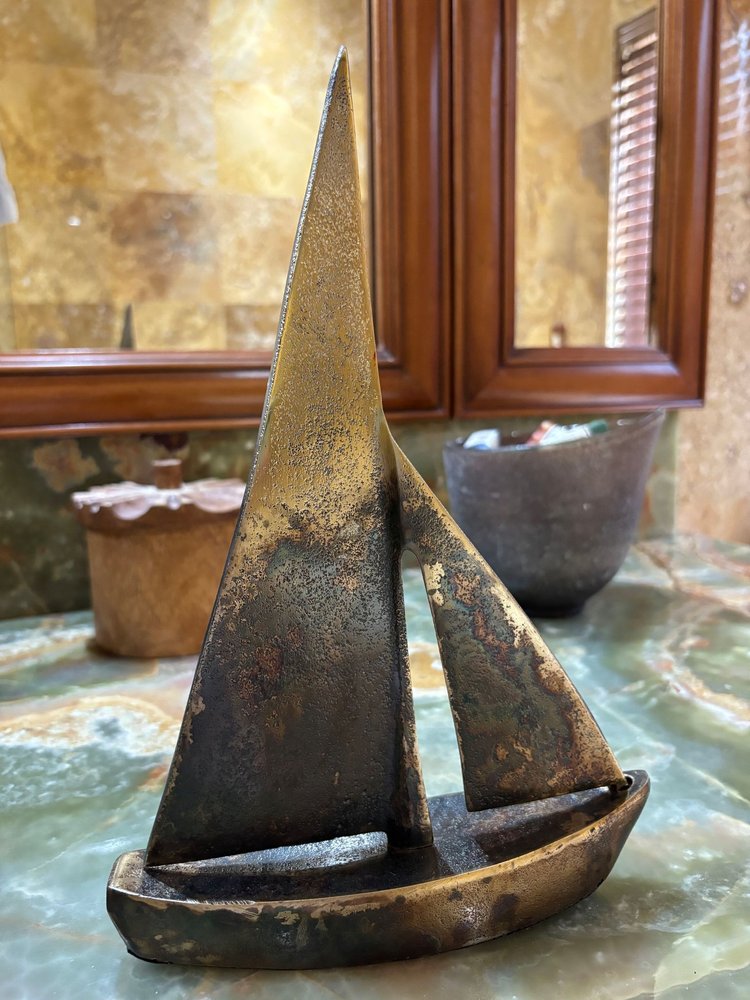 12" Rust Aluminum Decorative Sailboat Tabletop Sculpture HomeRoots