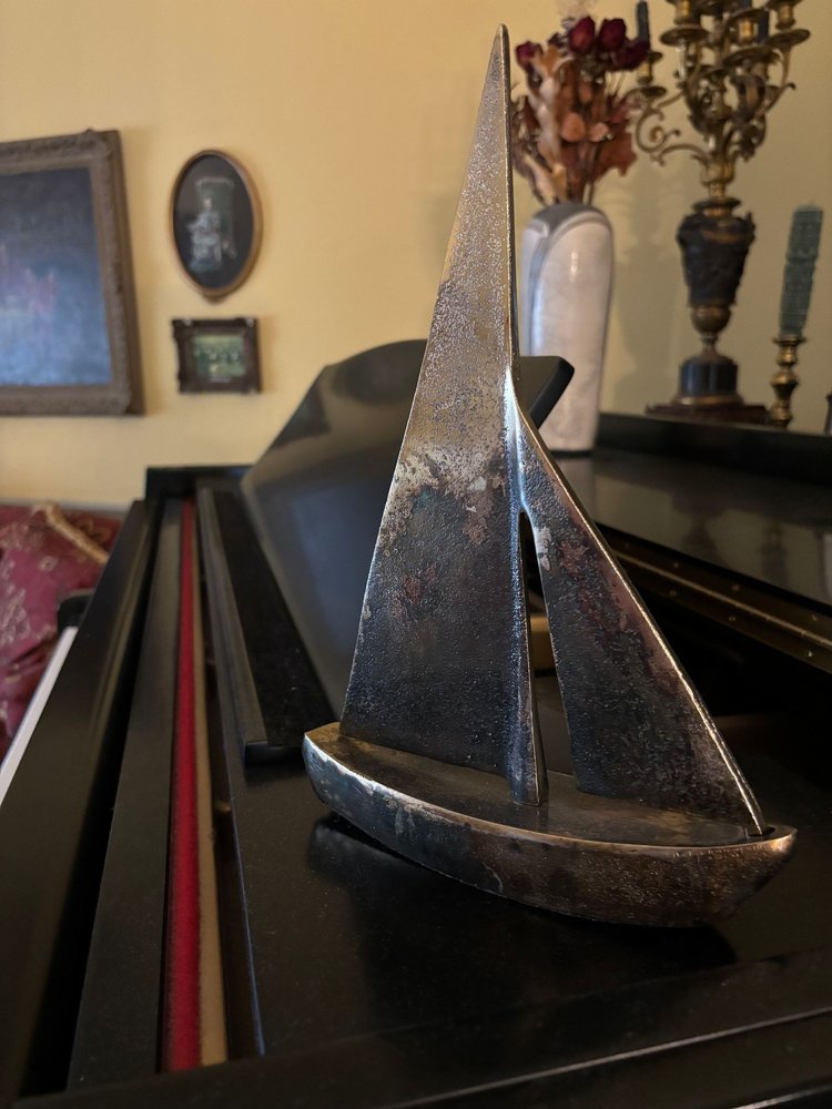12" Rust Aluminum Decorative Sailboat Tabletop Sculpture HomeRoots