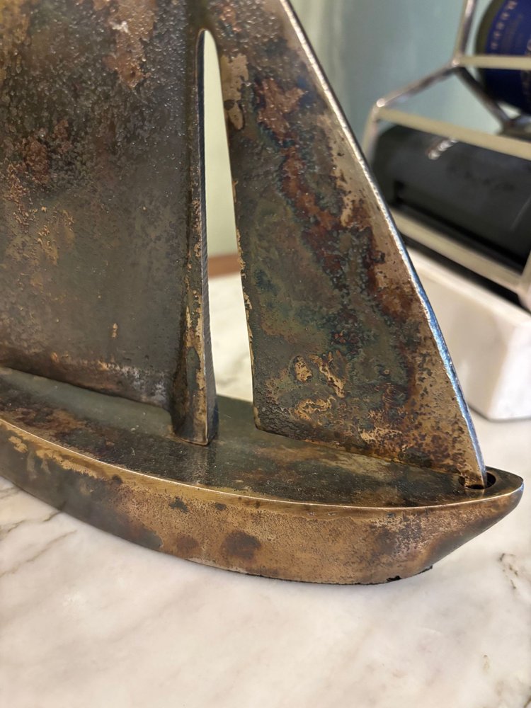 12" Rust Aluminum Decorative Sailboat Tabletop Sculpture HomeRoots