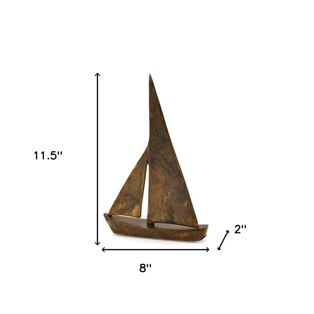 12" Rust Aluminum Decorative Sailboat Tabletop Sculpture HomeRoots