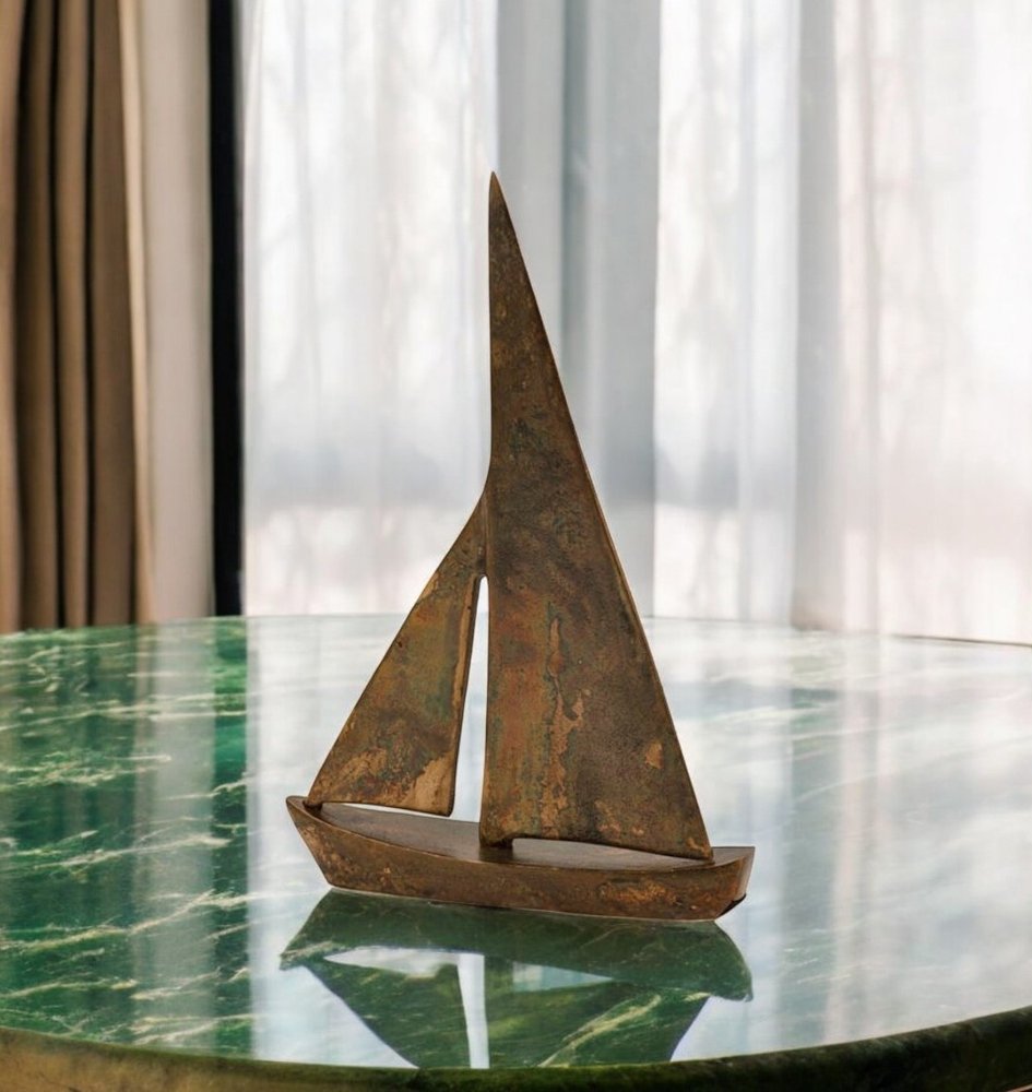 12" Rust Aluminum Decorative Sailboat Tabletop Sculpture HomeRoots