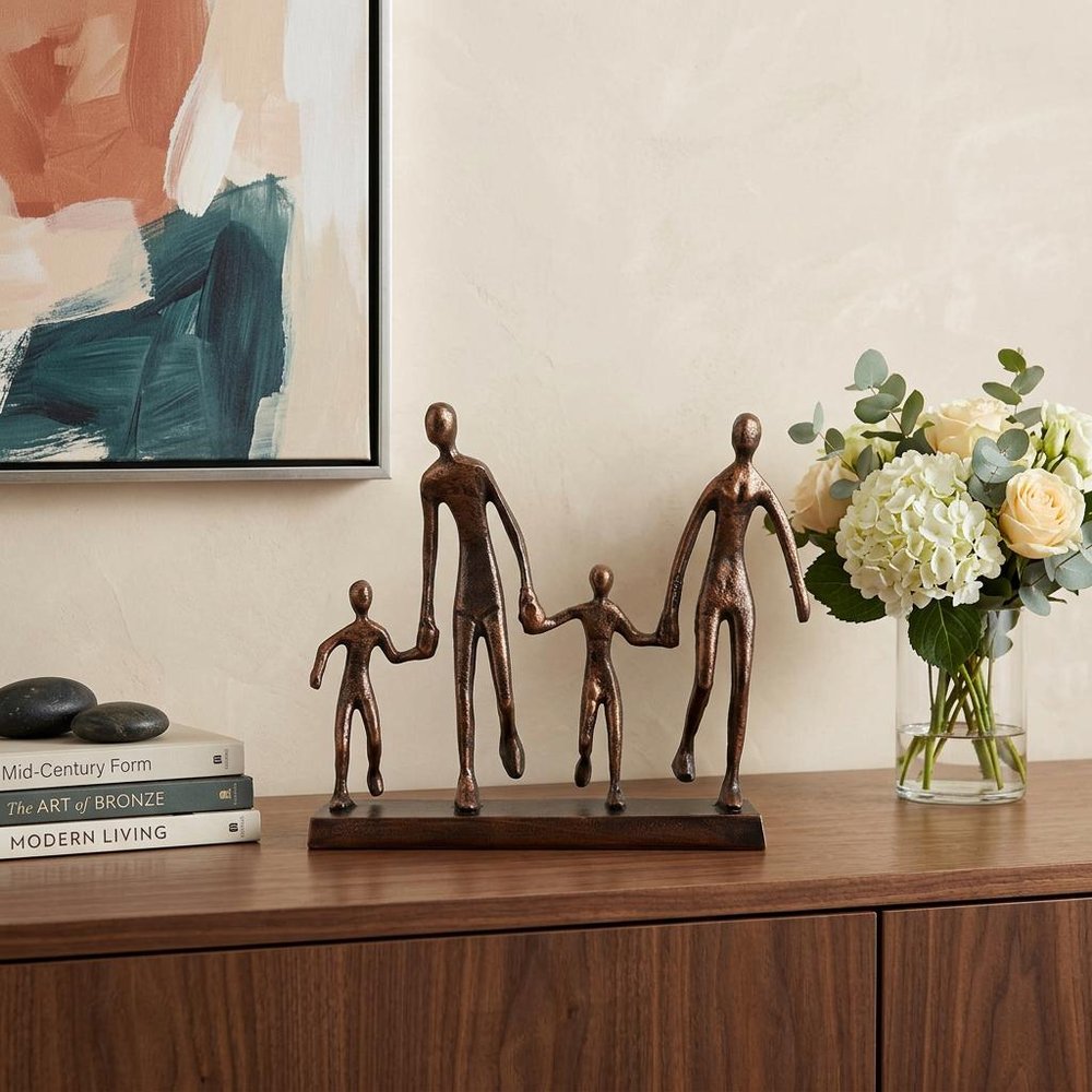 13" Copper Aluminum People Tabletop Sculpture HomeRoots