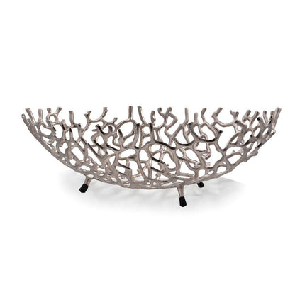 22" Gold Aluminum Oval Faux Coral Centerpiece Bowl HomeRoots
