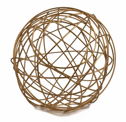 12" Gold Aluminum Decorative Orb Tabletop Sculpture HomeRoots