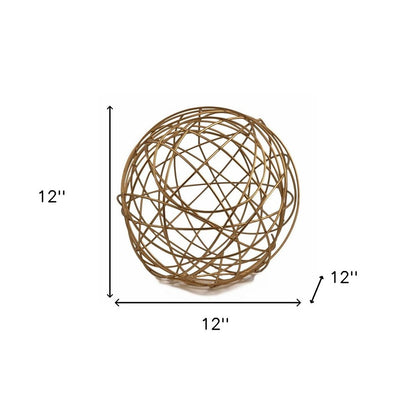 12" Gold Aluminum Decorative Orb Tabletop Sculpture HomeRoots