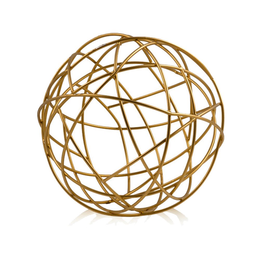 12" Gold Aluminum Decorative Orb Tabletop Sculpture HomeRoots