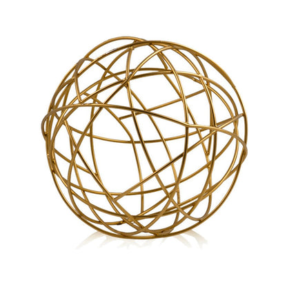 12" Gold Aluminum Decorative Orb Tabletop Sculpture HomeRoots