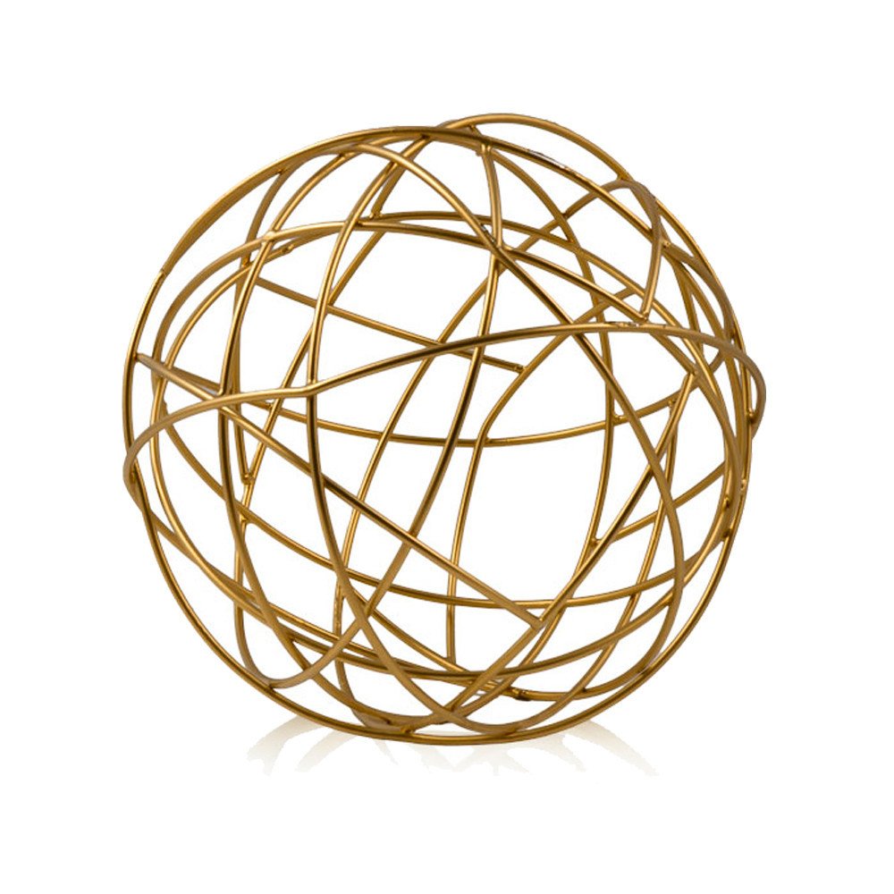 12" Gold Aluminum Decorative Orb Tabletop Sculpture HomeRoots