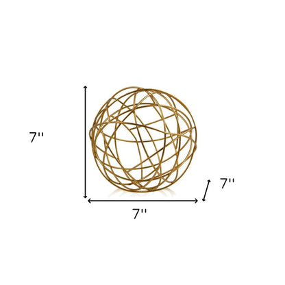 12" Gold Aluminum Decorative Orb Tabletop Sculpture HomeRoots