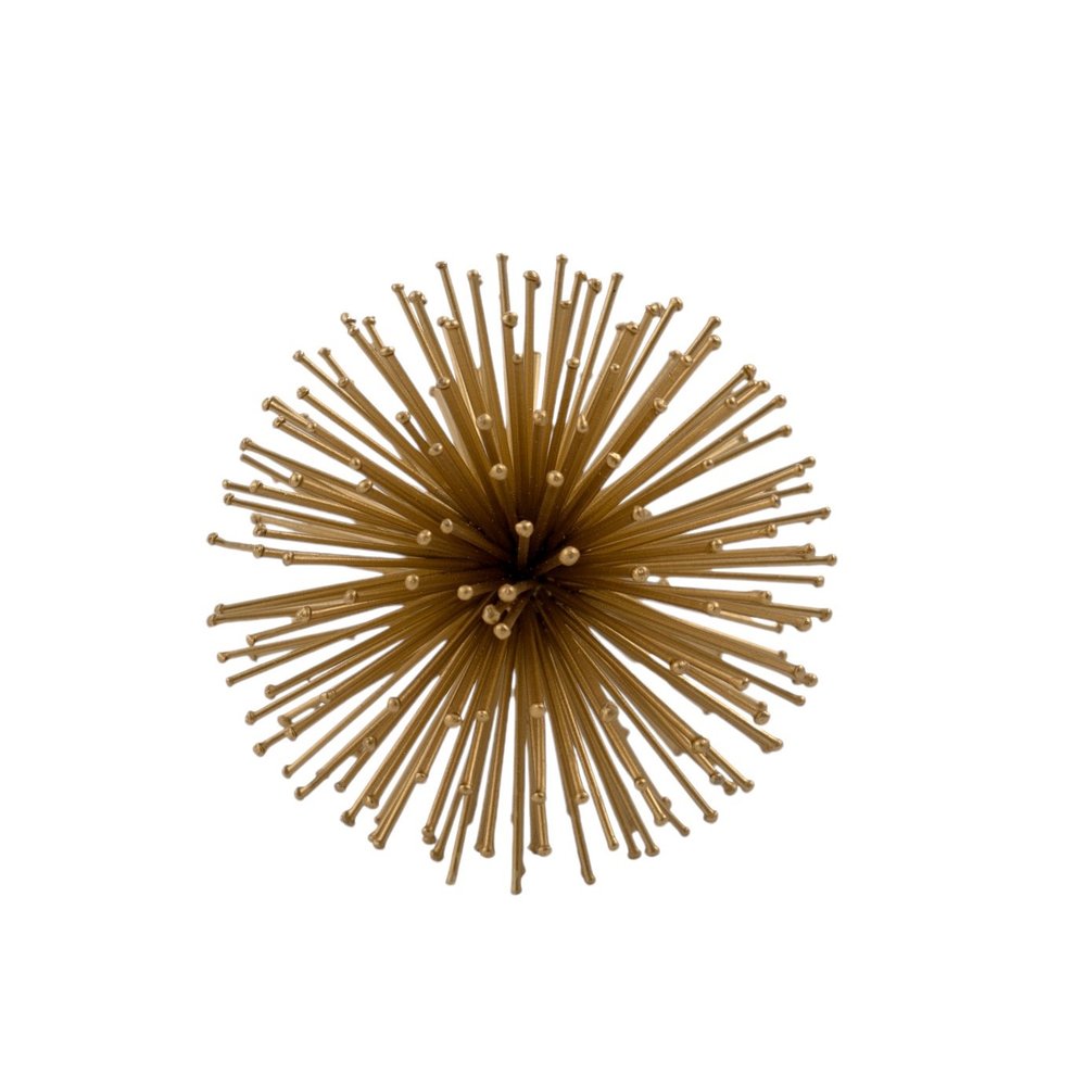 Set of Two Gold Iron Decorative Spiky Sphere Tabletop Sculptures HomeRoots