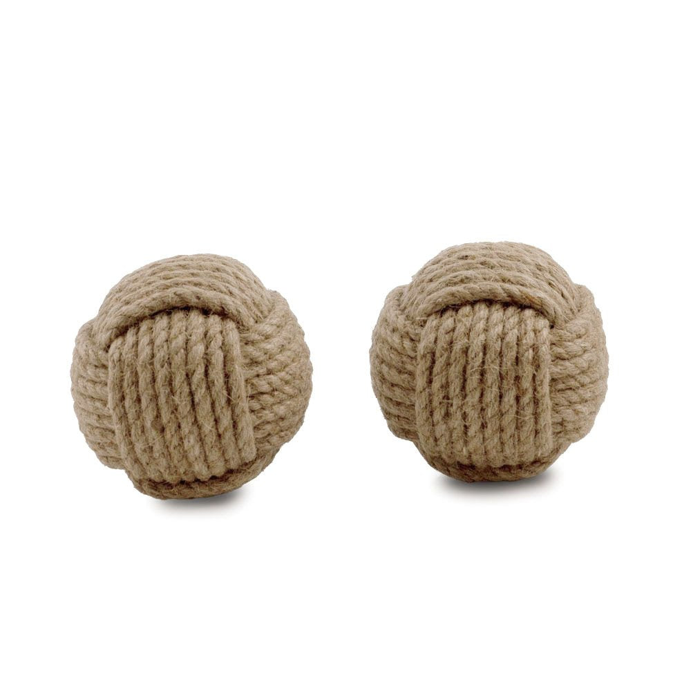 Set of Two Natural Jute Decorative Orb Tabletop Sculpture HomeRoots