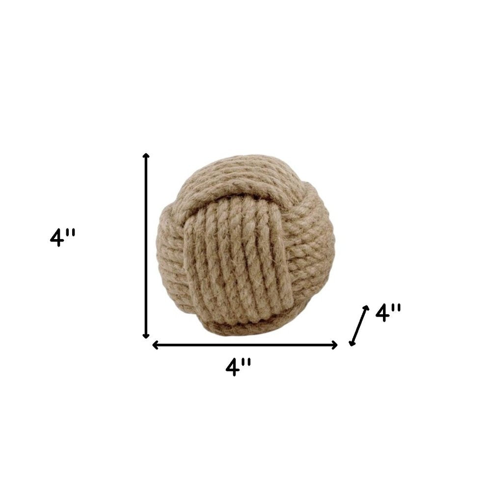 Set of Two Natural Jute Decorative Orb Tabletop Sculpture HomeRoots
